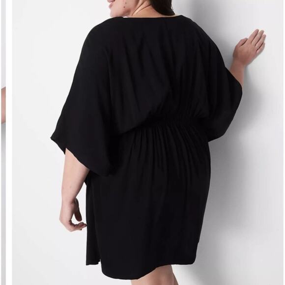 Lane Bryant black Woven Dolman Cover-Up - Picture 2 of 7
